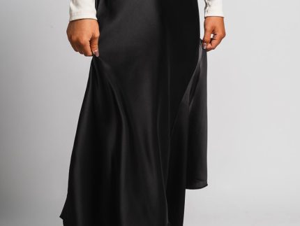 Asymmetrical midi skirt black