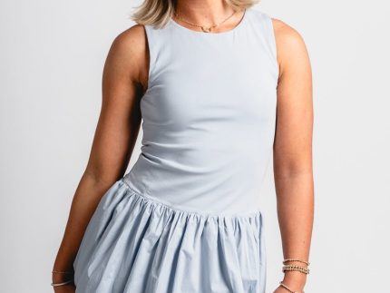 Balloon hem mini dress periwinkle