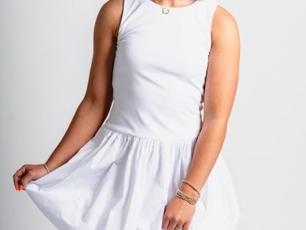 Balloon hem mini dress white
