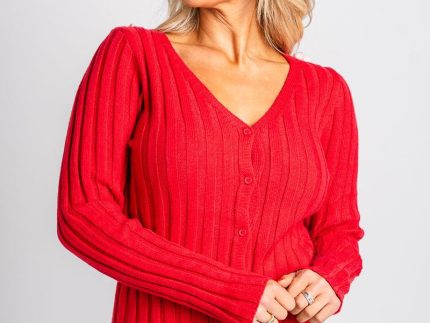 Bow sweater cardigan red