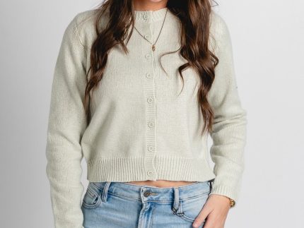 Button sweater cardigan dusty sage