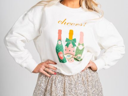 Cheers champagne sweatshirt white