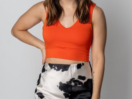 Cow print mini skirt ivory/black