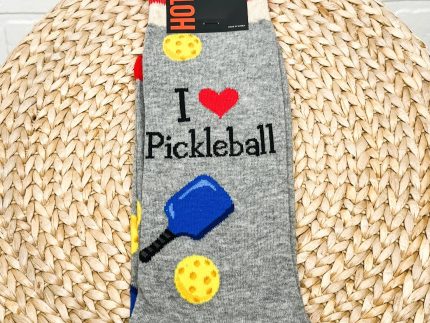 HotSox men's I love pickleball socks grey