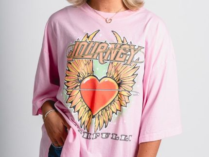 Journey Faithfully oversized band tee crystal pink