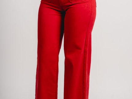 Just USA high rise patch pocket wide leg jeans red