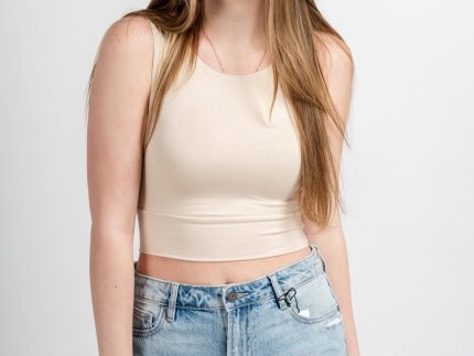 Modal jersey crop tank top cream