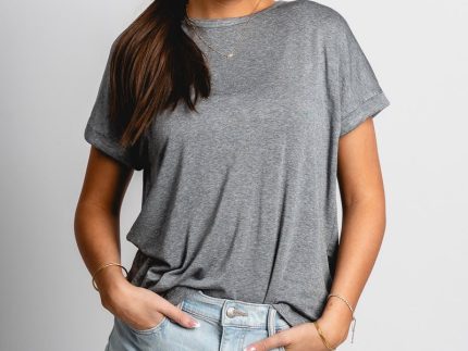 Modal short sleeve top off heather grey