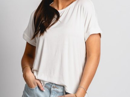 Modal short sleeve top off white