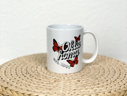 Oklahoma butterfly coffee mug white