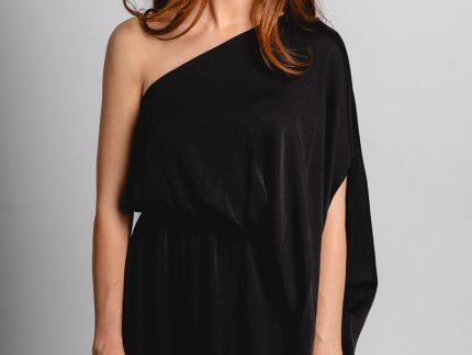 One shoulder mini dress black