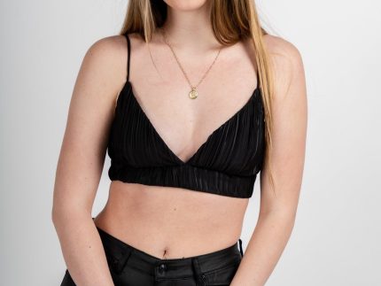 Pleated bralette top black