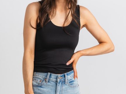 Round neck tank top black