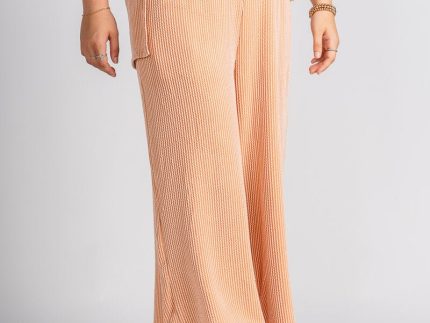 Ribbed wide leg pants pumpkin