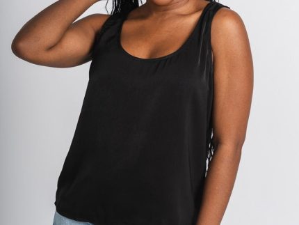 Satin tank top black