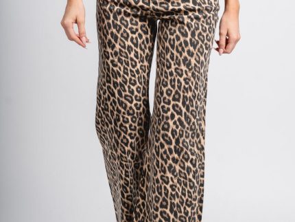 Vervet high rise crop wide leg leopard jeans brown