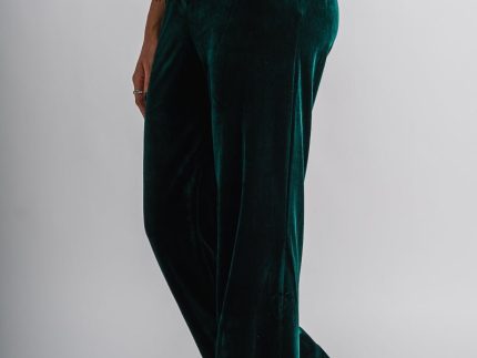 Velvet wide leg pants hunter green