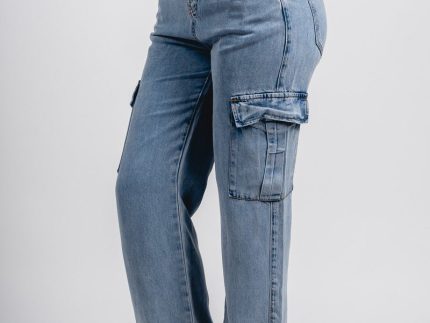 Wide leg cargo pants denim